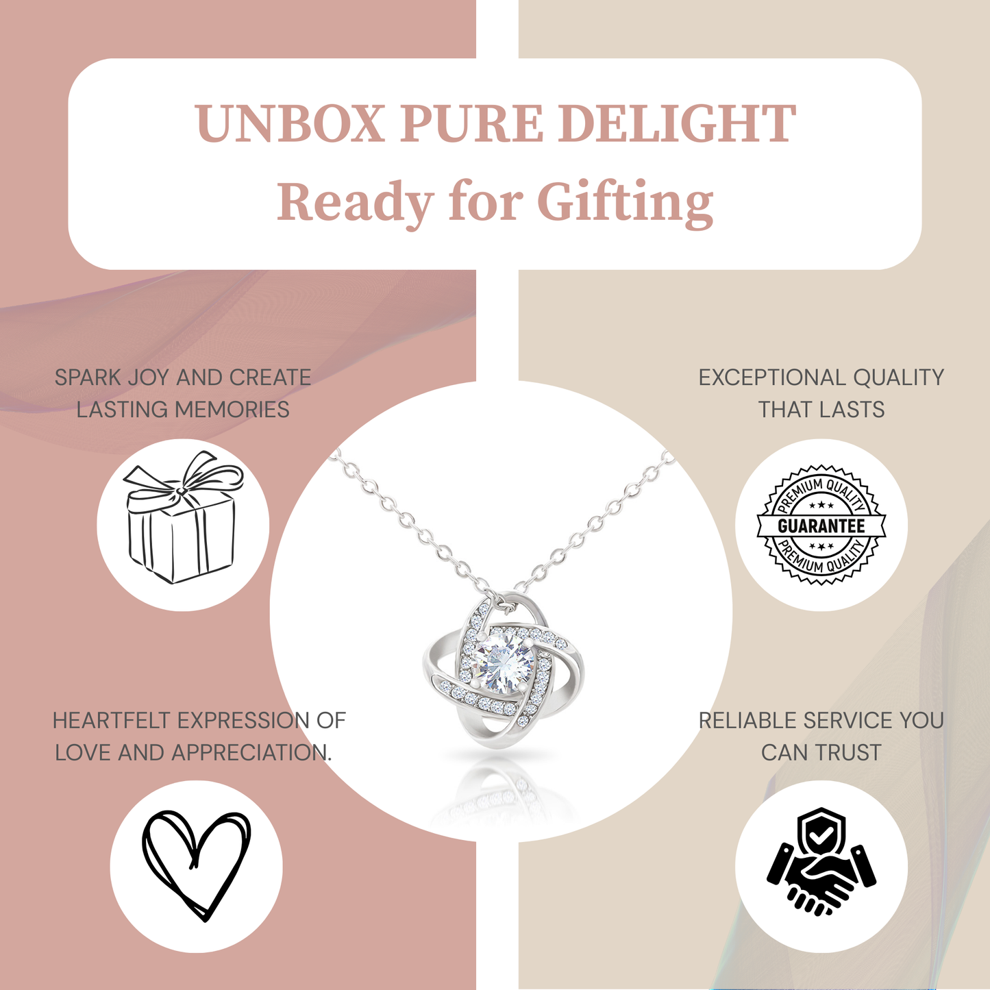 Daughter Gift from Dad - Forever Love Knot Necklace in Rotating Flower Box