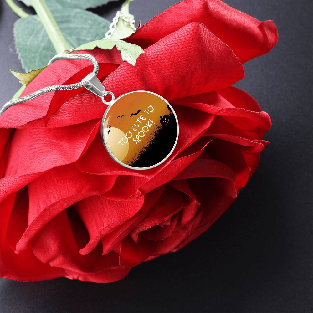 Cute Halloween Pendant, 'Too Cute to Spook' Necklace, Festive Halloween Jewelry, Perfect October Gift, Fun Halloween Accessory