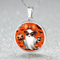 Spooky Chic Halloween Pendant – Customizable Ghost Necklace with Pumpkin and Bats, Halloween Necklace, Festive Halloween Jewelry, gift for.