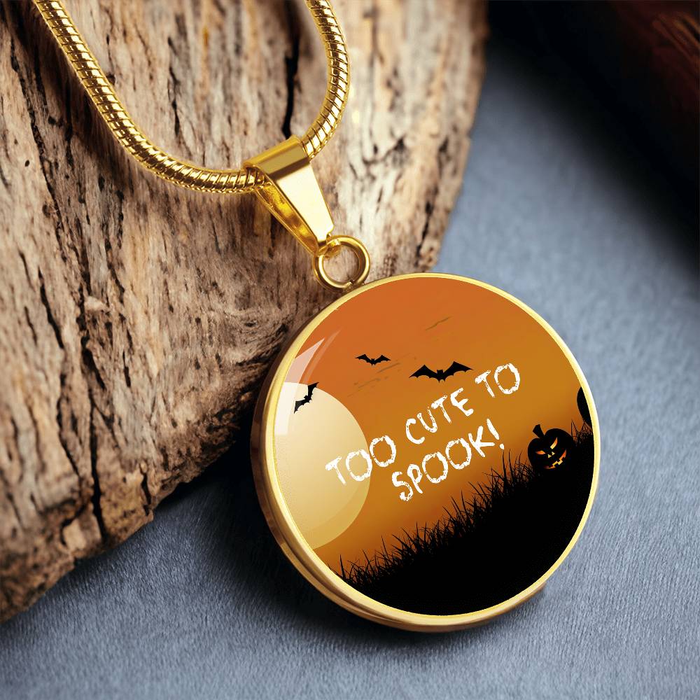 Cute Halloween Pendant, 'Too Cute to Spook' Necklace, Festive Halloween Jewelry, Perfect October Gift, Fun Halloween Accessory
