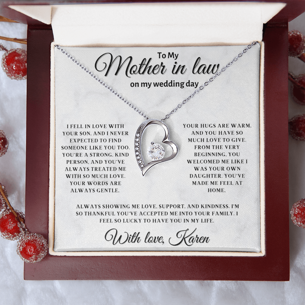 Personalized Mother In Law Necklace, Birthday Gift for Mom In Law, Custom Mother In Law Wedding Gift - Forever Love