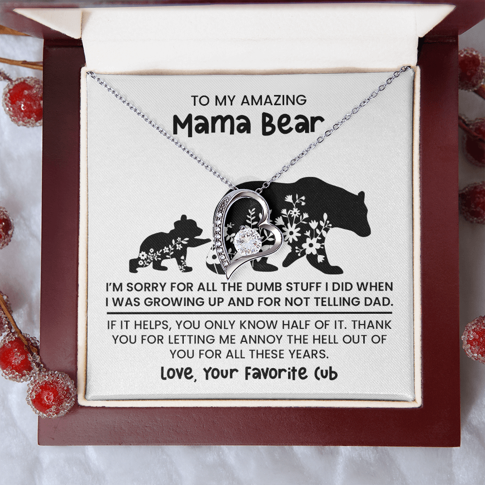 Personalized "Mama Bear" Necklace, Sentimental Mom Gift, Birthday Jewelry - Forever Love