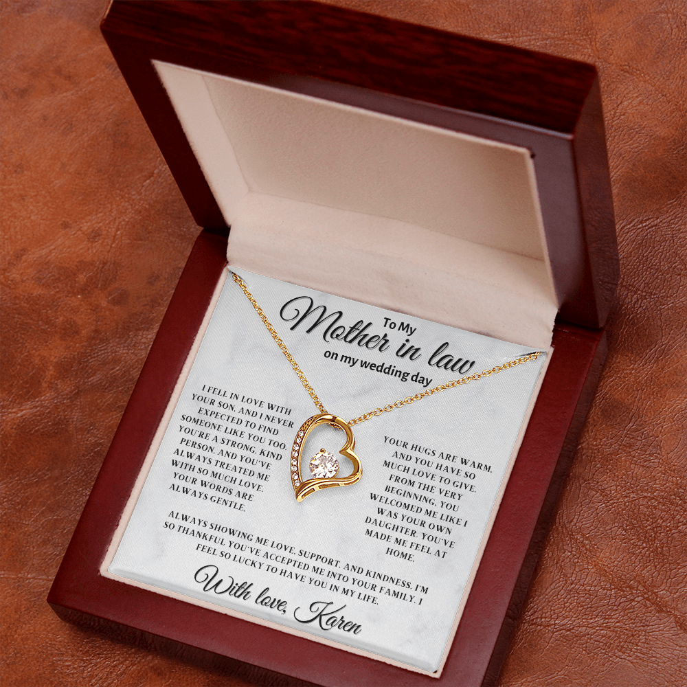 Personalized Mother In Law Necklace, Birthday Gift for Mom In Law, Custom Mother In Law Wedding Gift - Forever Love
