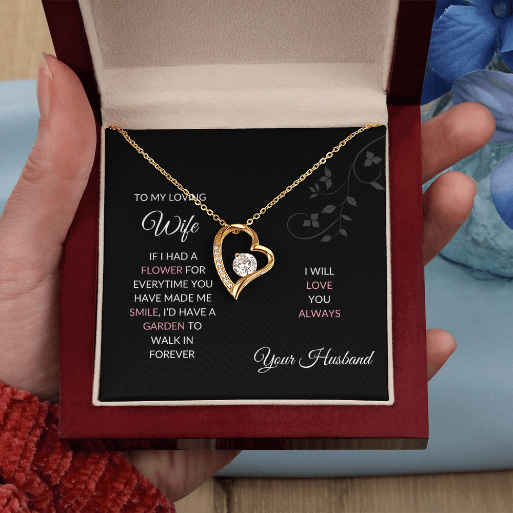 A Garden of Smiles" Heart Necklace for Loving Wife, Romantic Gift, Eternal Love Jewelry