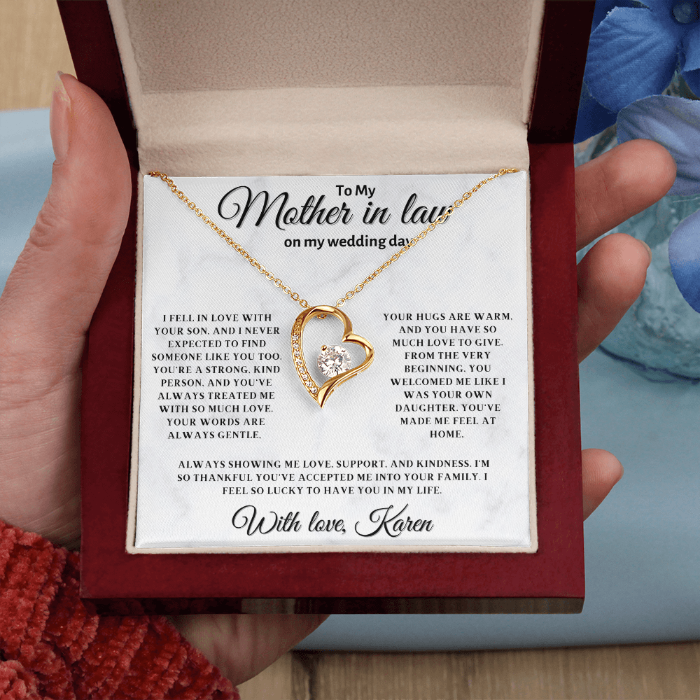 Personalized Mother In Law Necklace, Birthday Gift for Mom In Law, Custom Mother In Law Wedding Gift - Forever Love