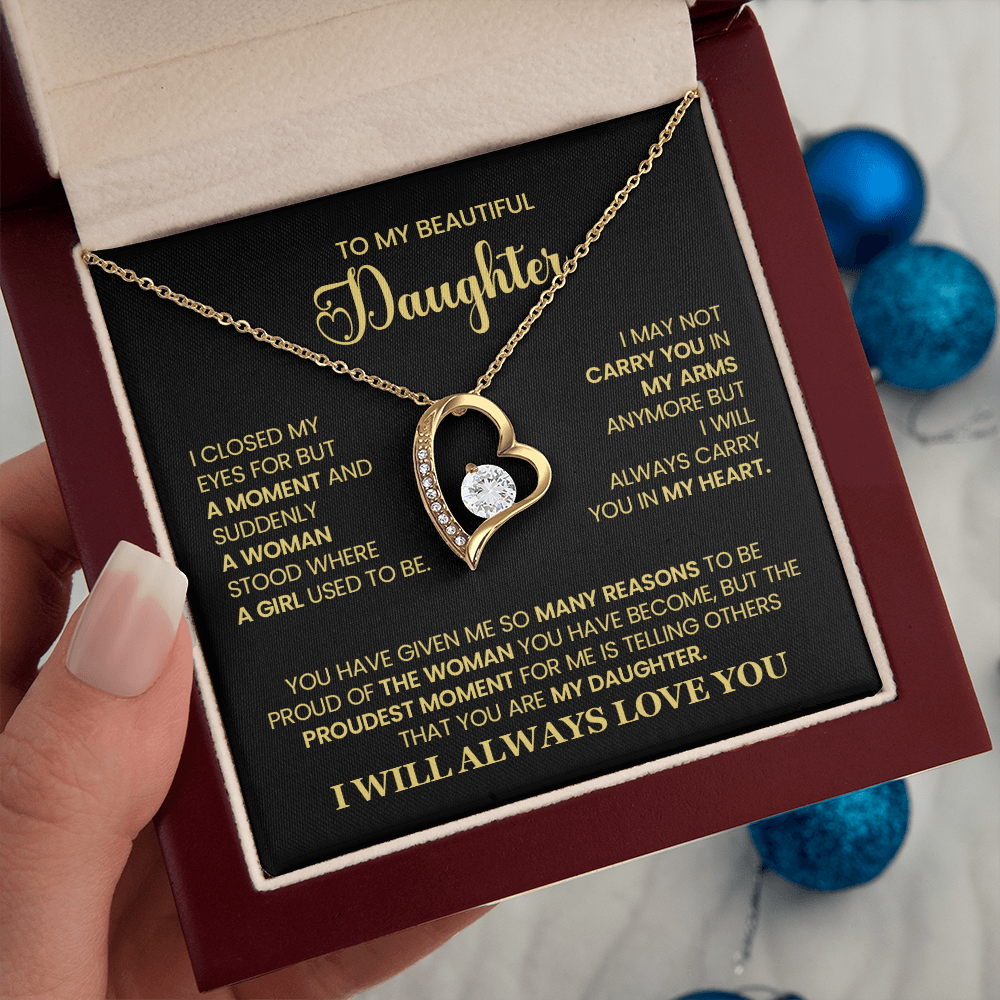 To My Beautiful Daughter - Heartfelt Necklace with Emotional Message Card, Perfect Gift for Birthdays, Graduation, or Special Moments