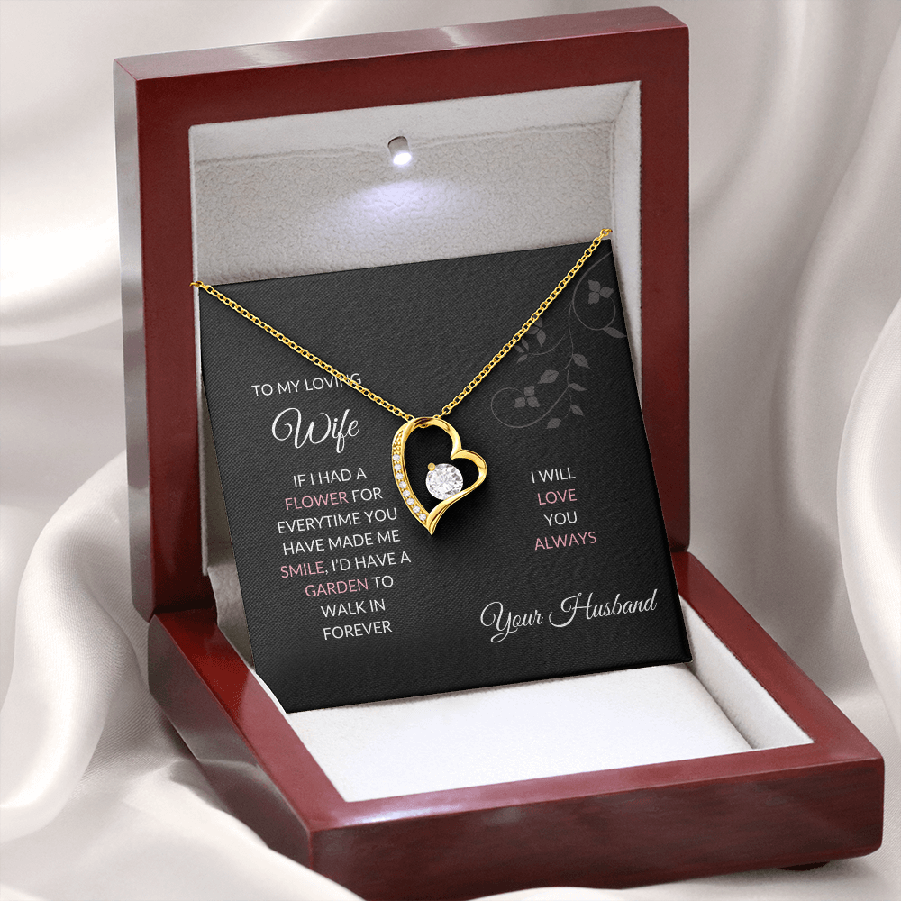 A Garden of Smiles" Heart Necklace for Loving Wife, Romantic Gift, Eternal Love Jewelry