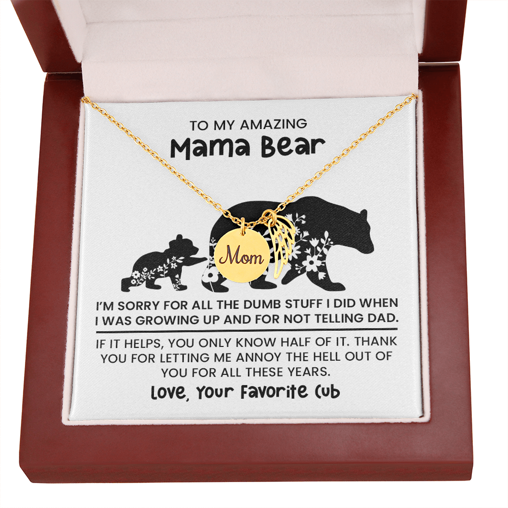 Personalized "Mama Bear" Necklace, Sentimental Mom Gift, Birthday Jewelry - Mom Memorial