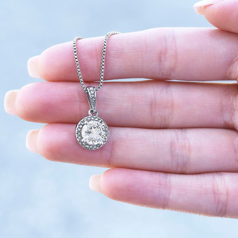 To My Wife - Elegant Halo Pendant Necklace with Romantic Message, Anniversary Gift for Her