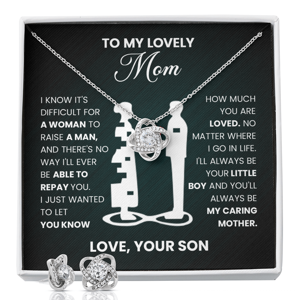 To My Lovely Mom" Necklace from Son - Love Knot Pendant Gift - Mother Son Bond Jewelry - Mom Birthday Present - Love Your Son