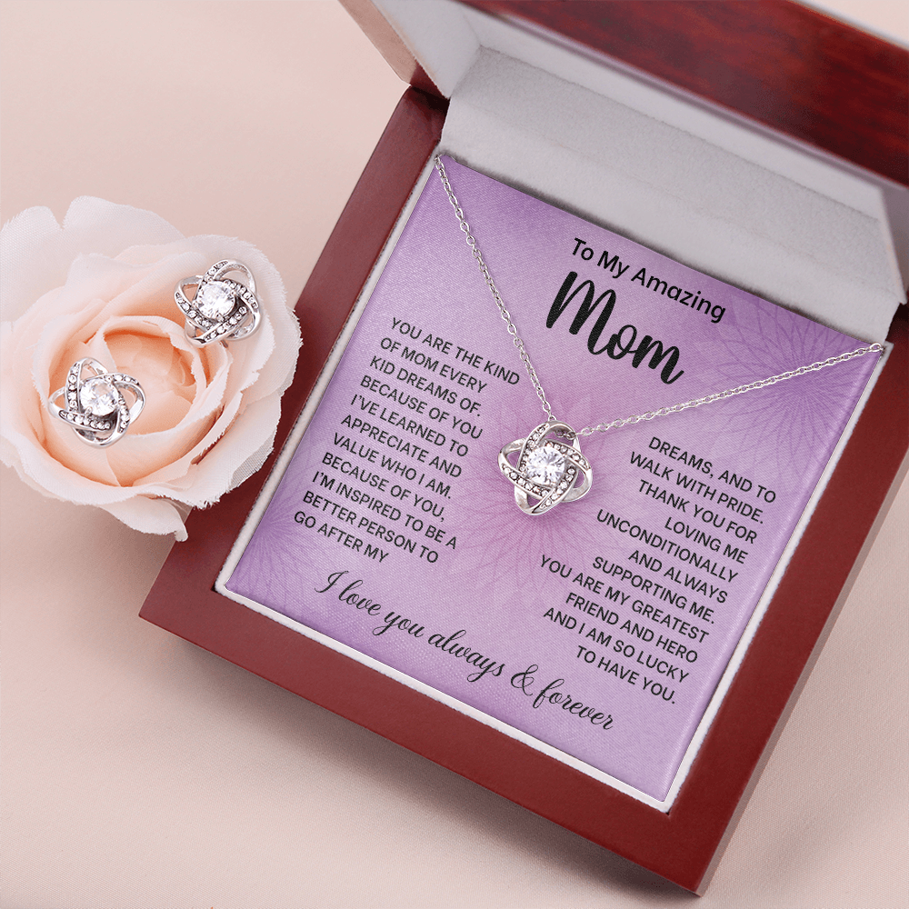 Mother's Day Necklace with Heartfelt Message, "I Love You Always & Forever" Gift, Silver Jewelry