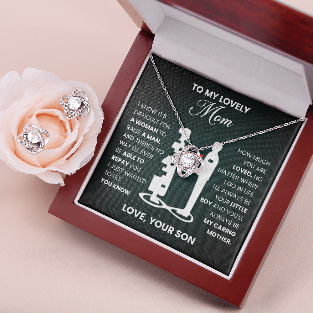 To My Lovely Mom" Necklace from Son - Love Knot Pendant Gift - Mother Son Bond Jewelry - Mom Birthday Present - Love Your Son