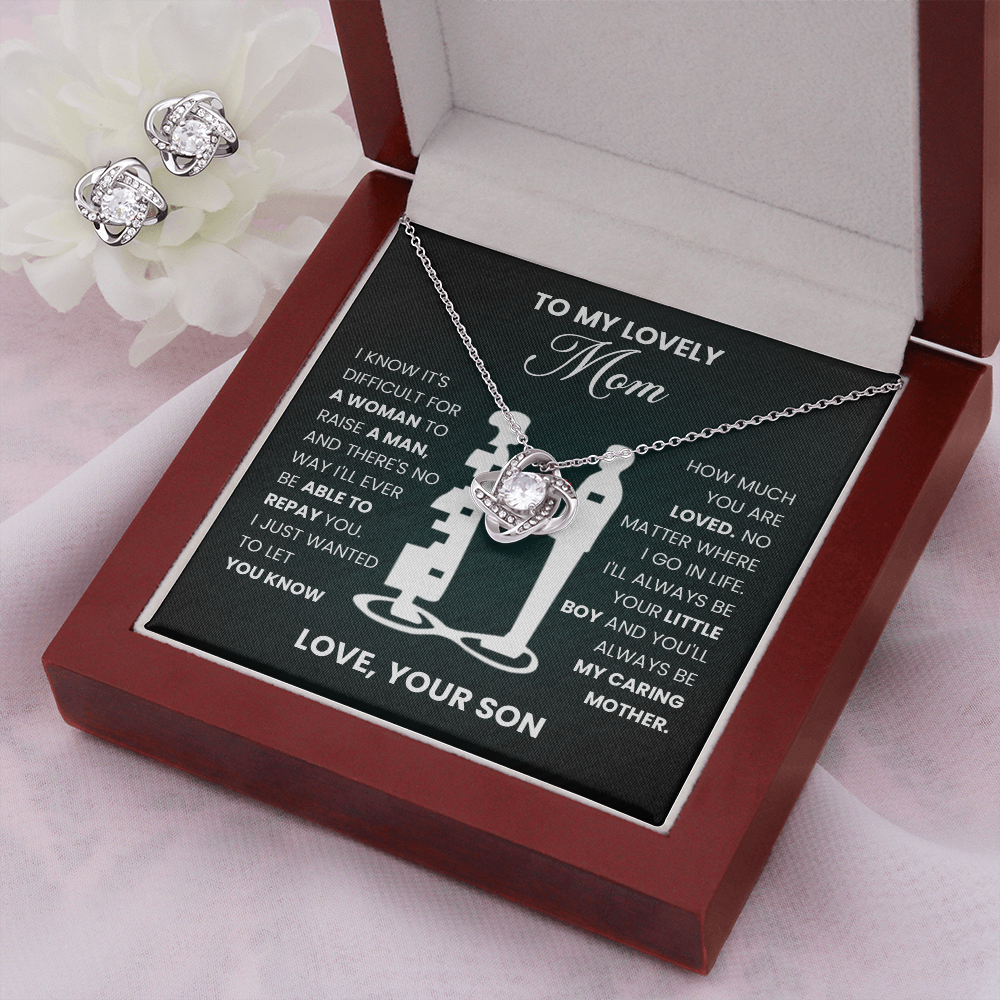 To My Lovely Mom" Necklace from Son - Love Knot Pendant Gift - Mother Son Bond Jewelry - Mom Birthday Present - Love Your Son