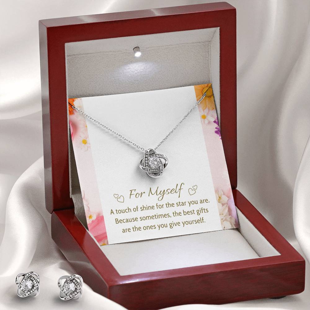 Gift For Myself Necklace & Earrings – Elegant Silver Knot Pendant - Gift for Yourself