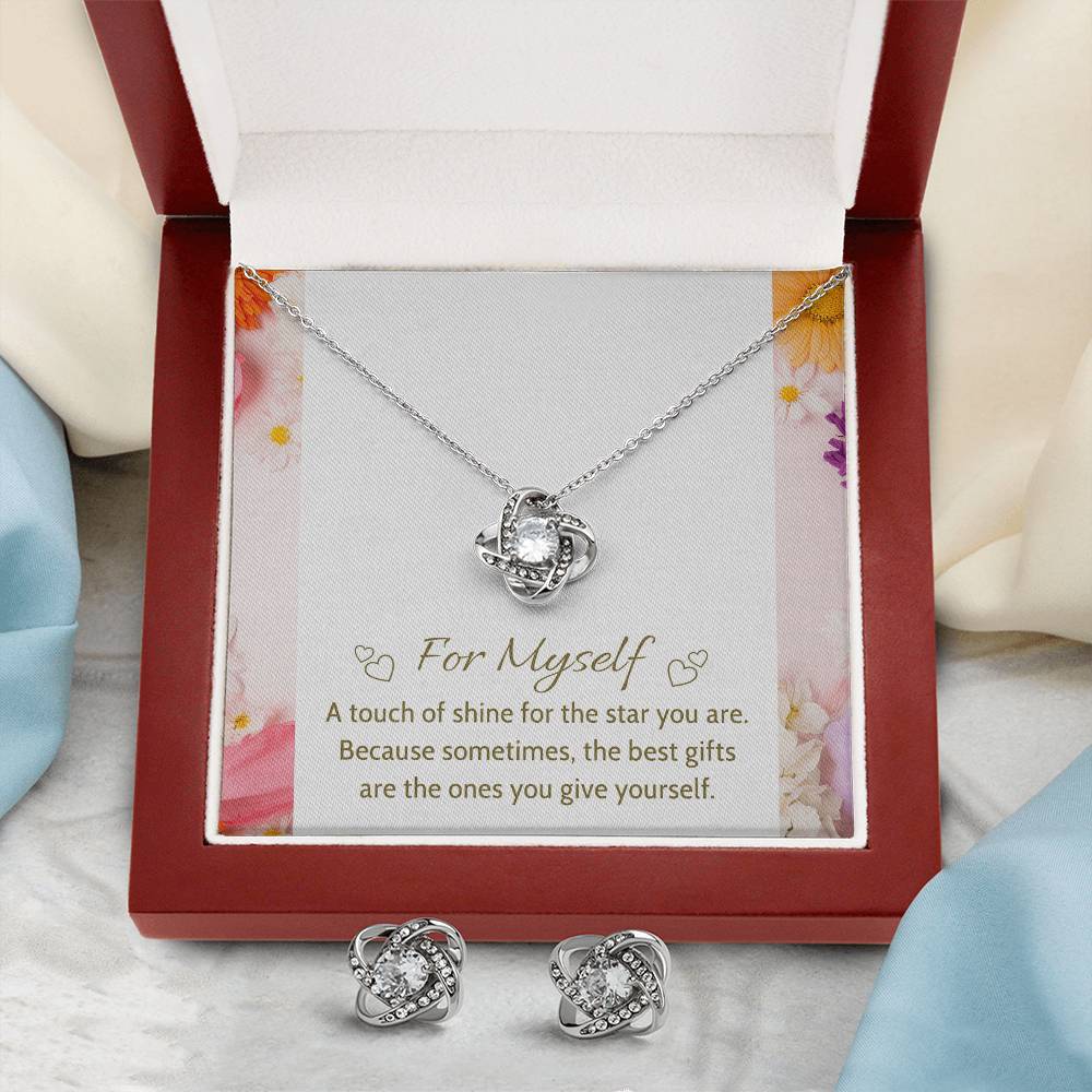 Gift For Myself Necklace & Earrings – Elegant Silver Knot Pendant - Gift for Yourself