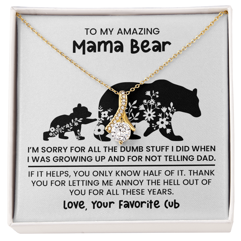 Personalized "Mama Bear" Necklace, Sentimental Mom Gift, Birthday Jewelry - Alluring beauty