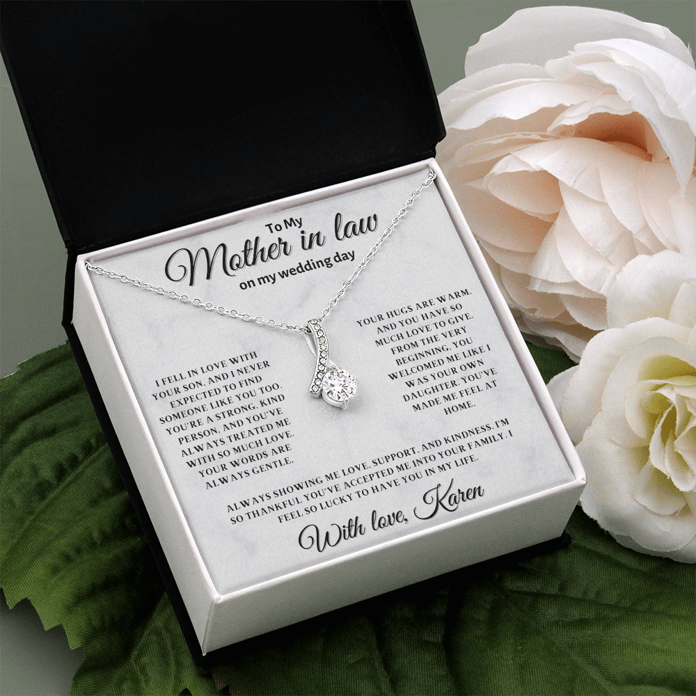 Personalized Mother In Law Necklace, Birthday Gift for Mom In Law, Custom Mother In Law Wedding Gift - Alluring Beauty