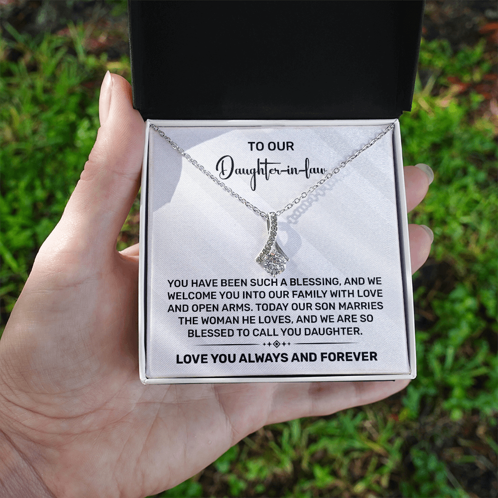 Daughter-in-Law Gift - "To Our Daughter-in-Law" Necklace - Wedding Gift from Parents - Family Welcome Jewelry - Gold Pendant