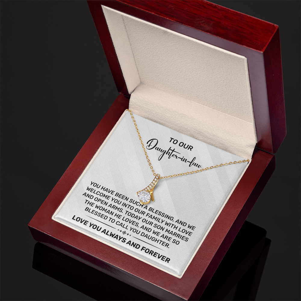 Daughter-in-Law Gift - "To Our Daughter-in-Law" Necklace - Wedding Gift from Parents - Family Welcome Jewelry - Gold Pendant