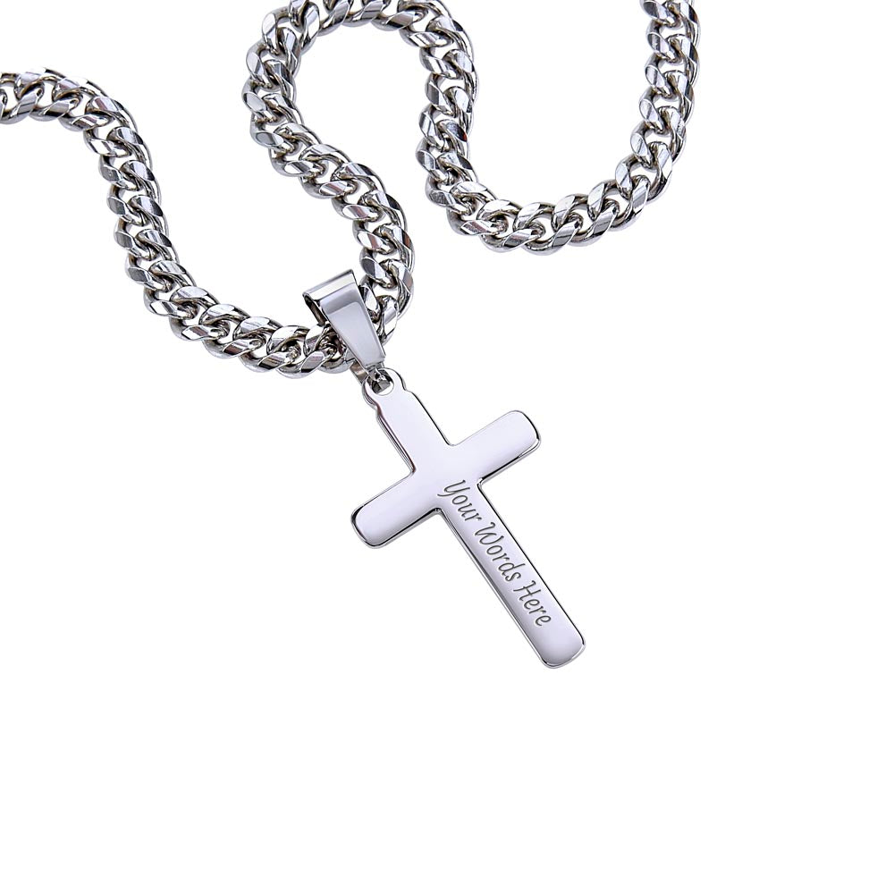 To My Amazing Dad Cross Necklace - Cuban Link Chain Gift from Favorite Daughter