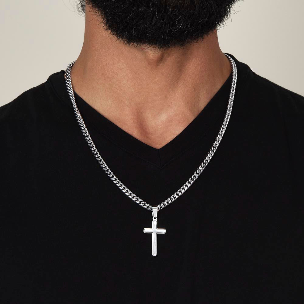 To My Amazing Dad Cross Necklace - Cuban Link Chain Gift from Favorite Daughter