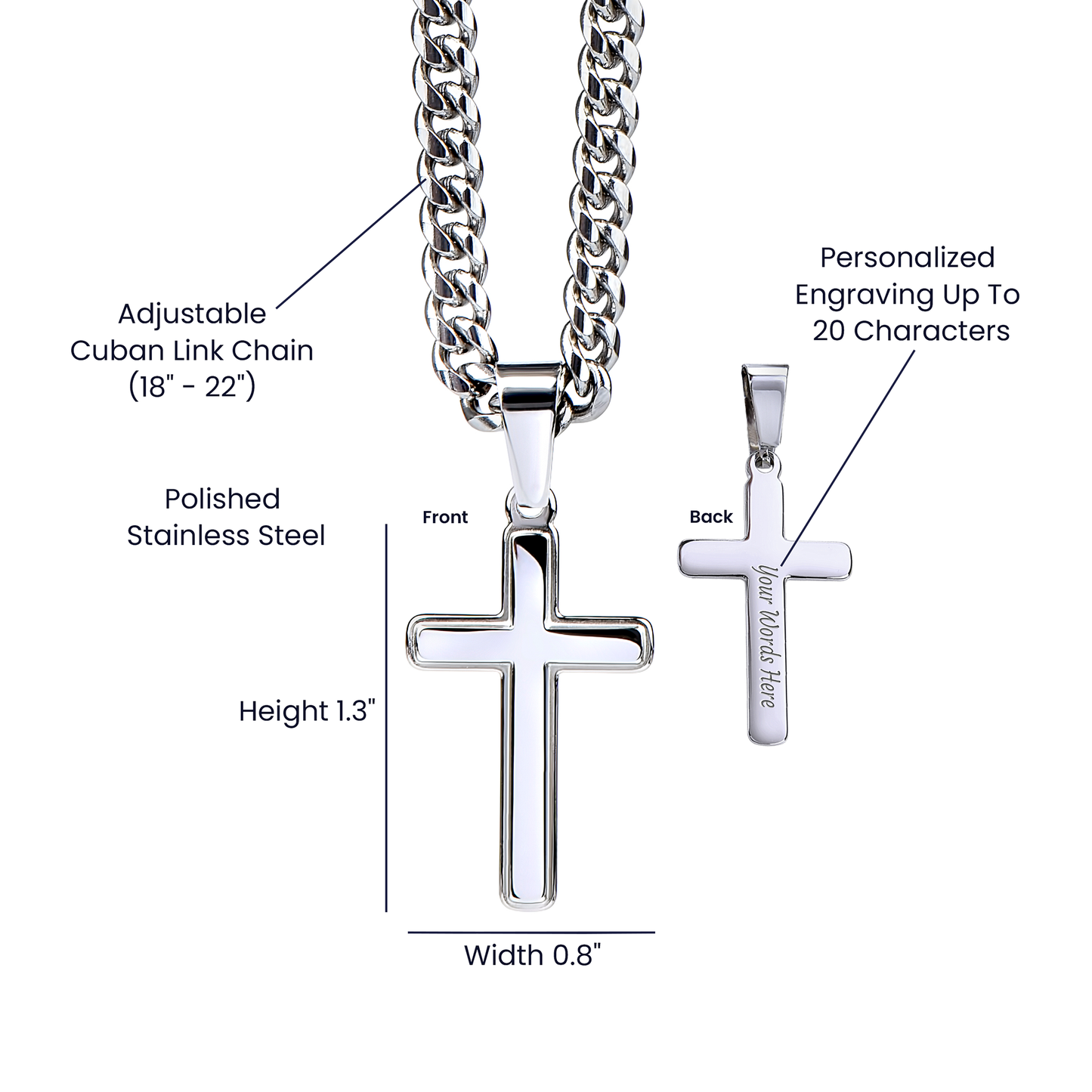 To My Amazing Dad Cross Necklace - Cuban Link Chain Gift from Favorite Daughter