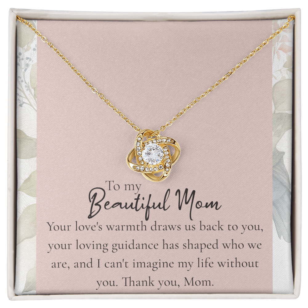 To "My Beautiful Mom" Love Knot Necklace, Heartfelt Mom Gift, Mother's Day Jewelry