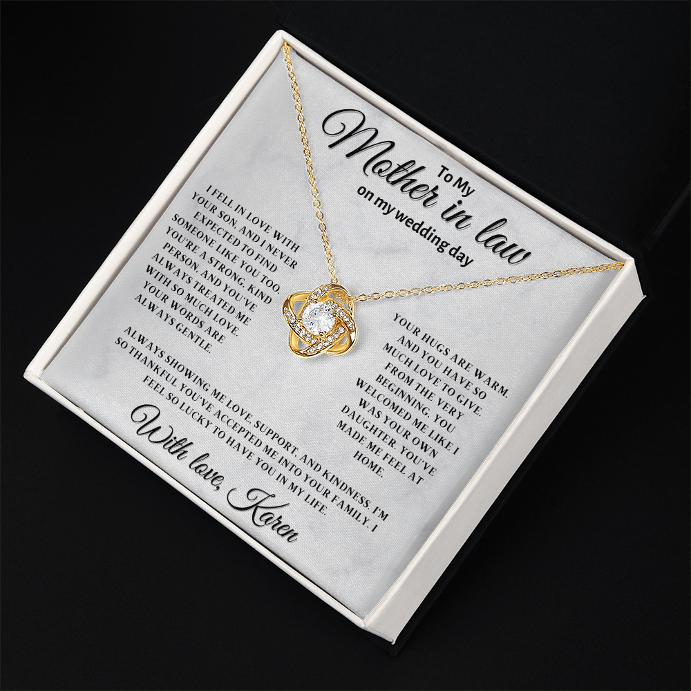 Personalized Mother In Law Necklace, Birthday Gift for Mom In Law, Custom Mother In Law Wedding Gift - Love Knot