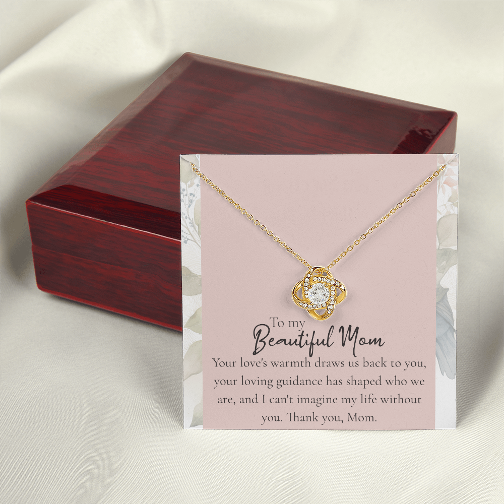 To "My Beautiful Mom" Love Knot Necklace, Heartfelt Mom Gift, Mother's Day Jewelry