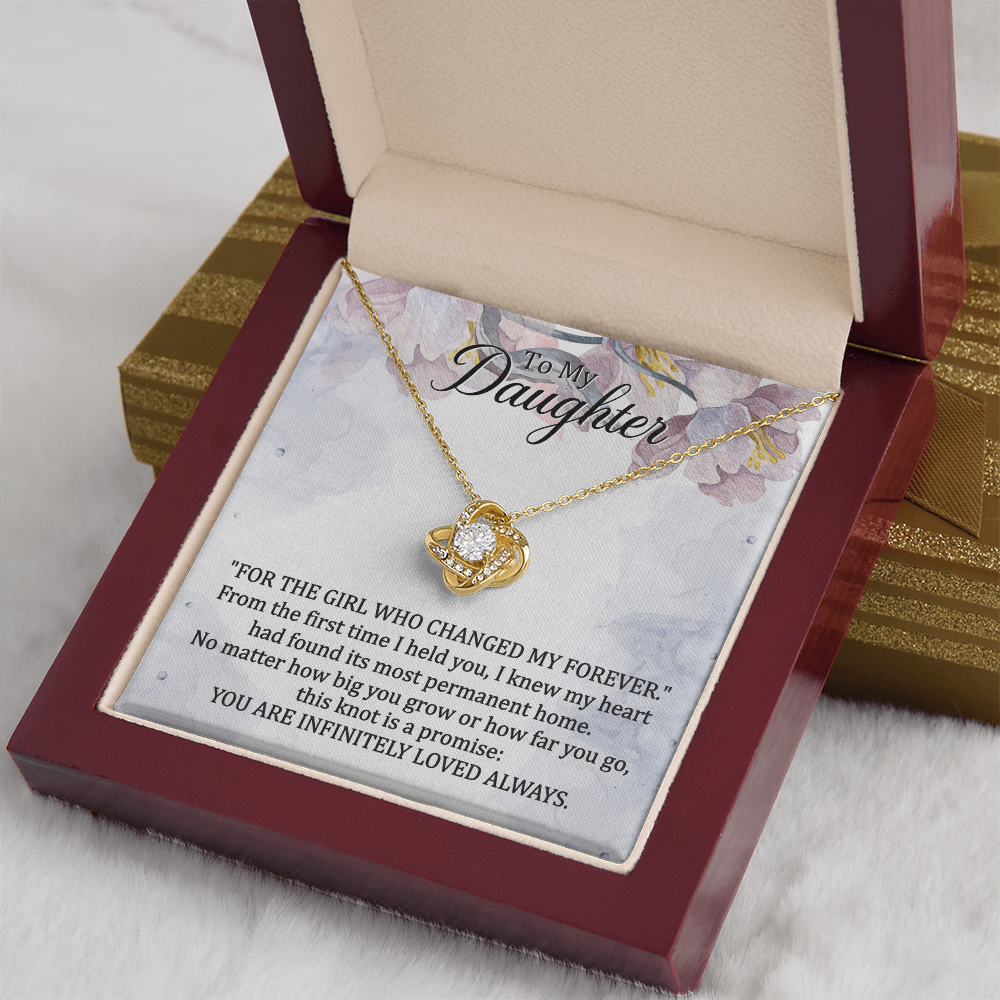 To My Daughter" Forever Love Knot Necklace - Sentimental Daughter Gift - "Girl Who Changed My Forever" Jewelry