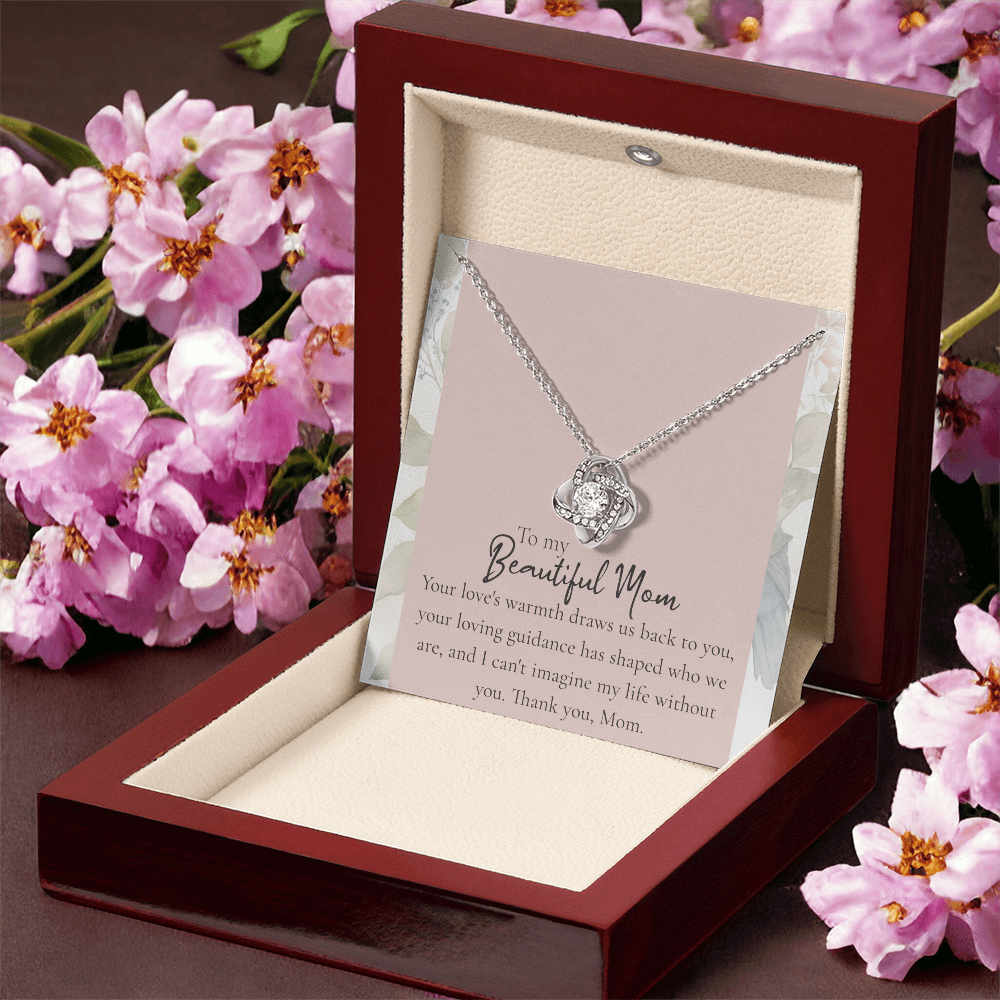 To "My Beautiful Mom" Love Knot Necklace, Heartfelt Mom Gift, Mother's Day Jewelry