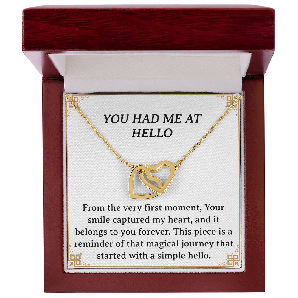 You Had Me at Hello - Interlocking Hearts Necklace with CZ Crystals