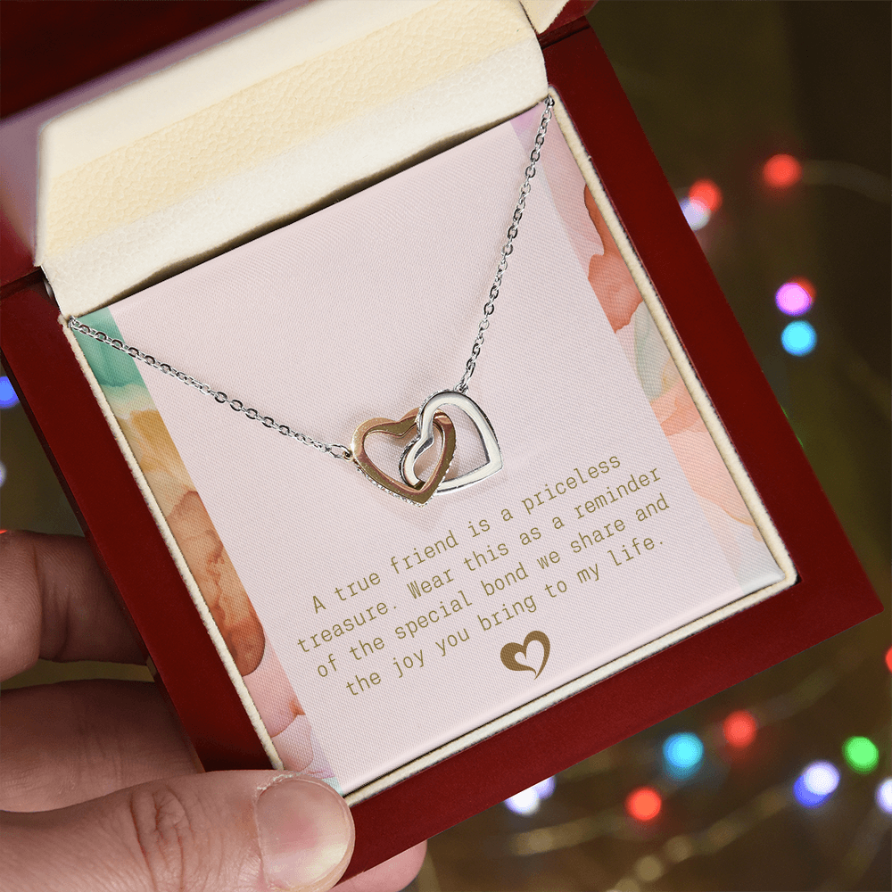 A True Friend Necklace – Elegant Silver Pendant - Interlocking hearts