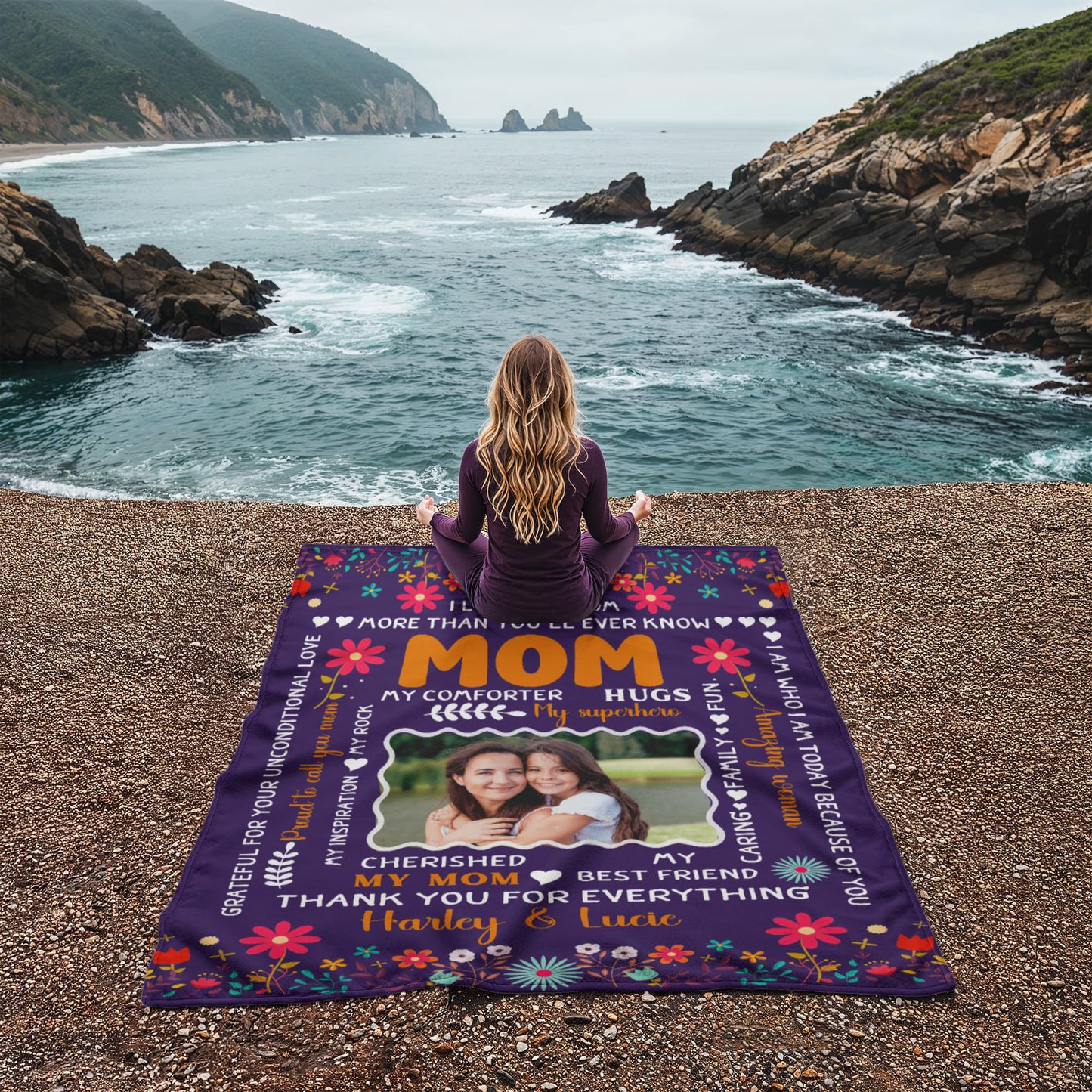 Personalized Photo Blanket for Mom - Coral Fleece with Custom Picture and Message