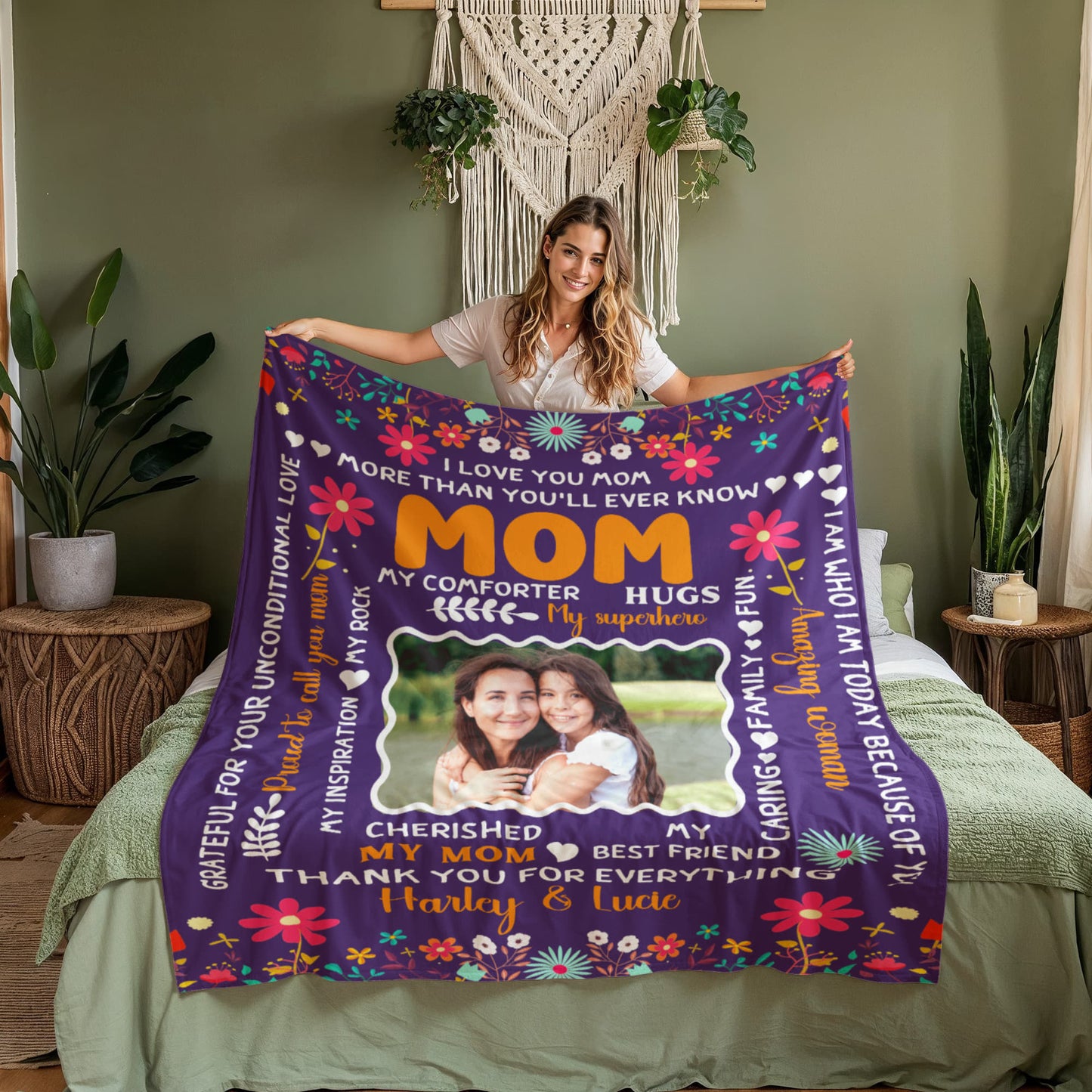 Personalized Photo Blanket for Mom - Coral Fleece with Custom Picture and Message