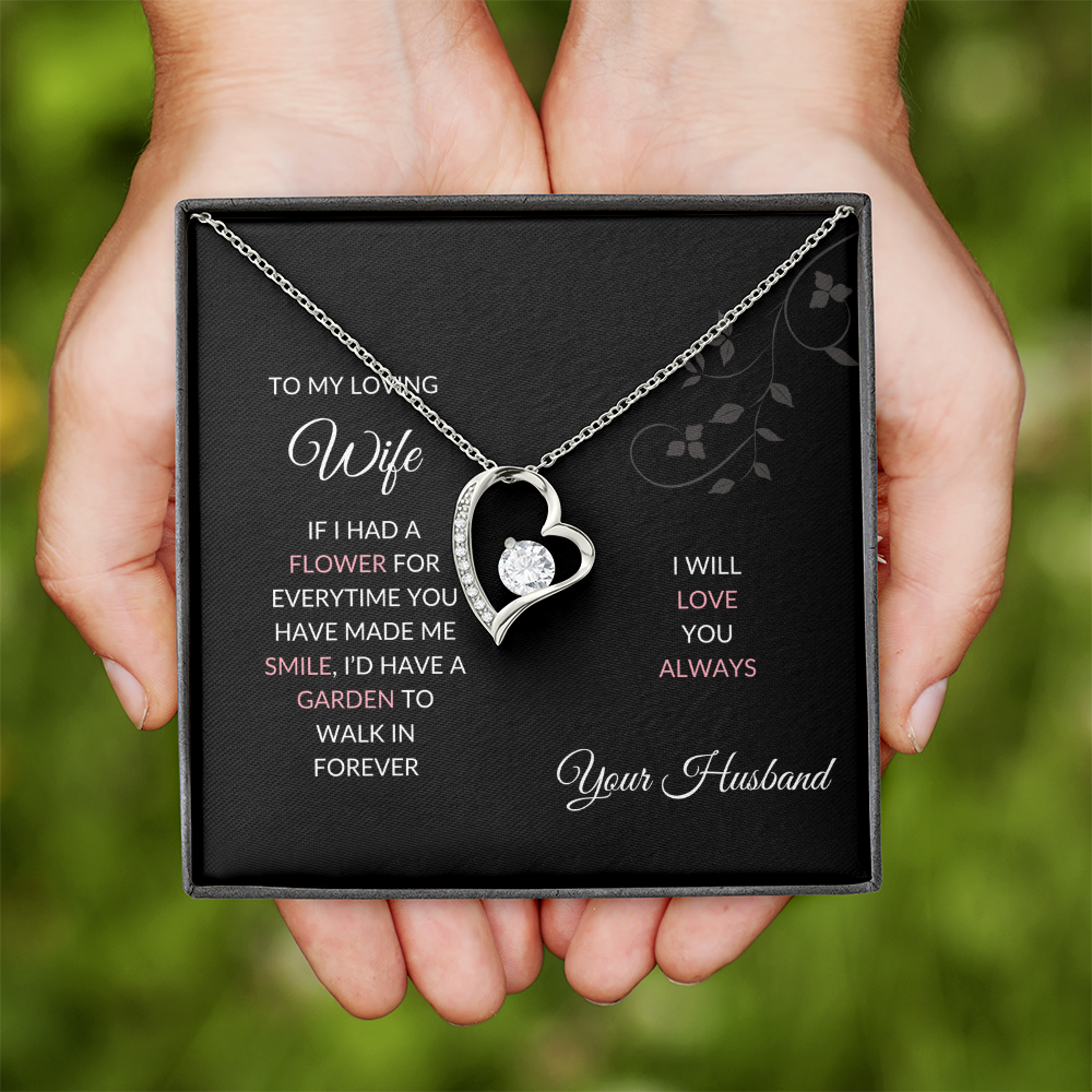 A Garden of Smiles" Heart Necklace for Loving Wife, Romantic Gift, Eternal Love Jewelry