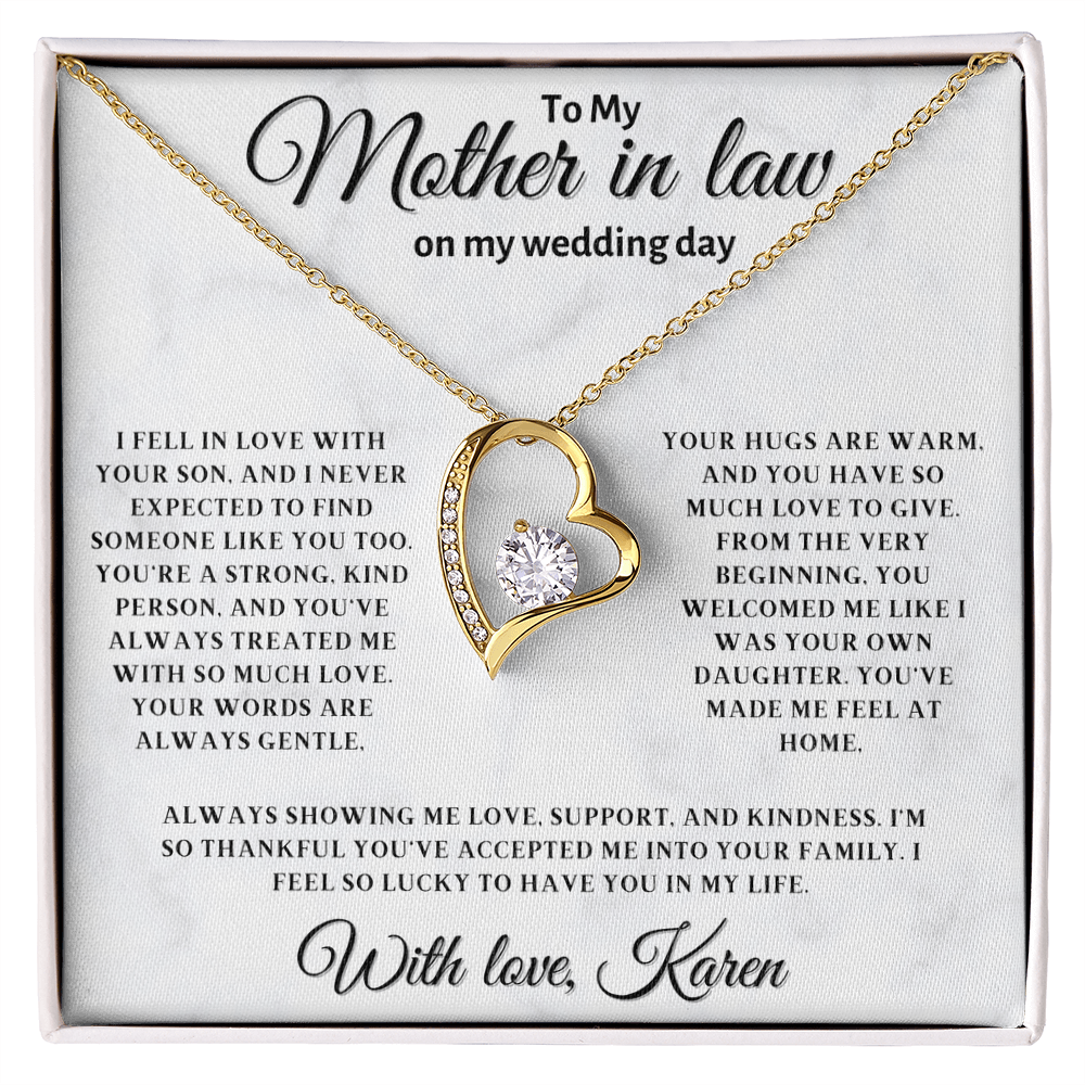 Personalized Mother In Law Necklace, Birthday Gift for Mom In Law, Custom Mother In Law Wedding Gift - Forever Love