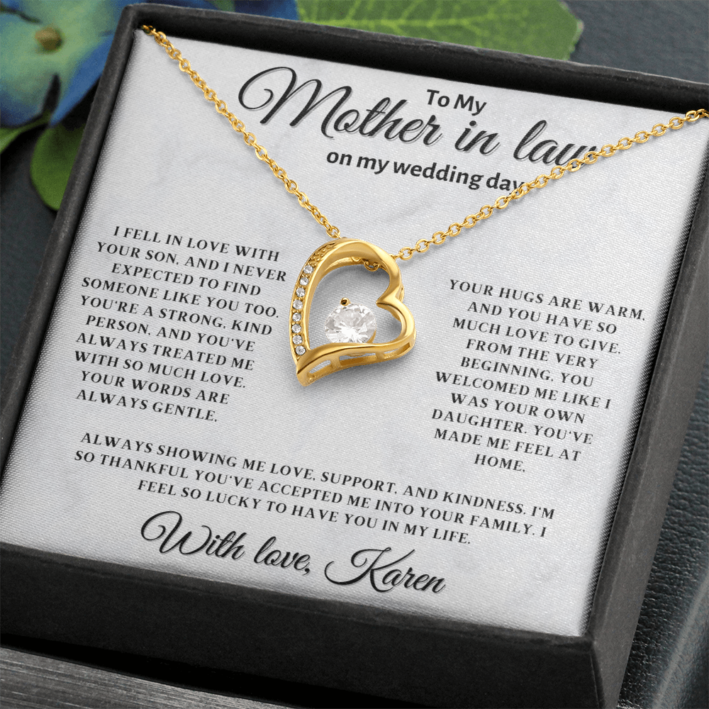 Personalized Mother In Law Necklace, Birthday Gift for Mom In Law, Custom Mother In Law Wedding Gift - Forever Love