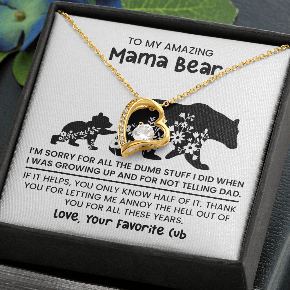 Personalized "Mama Bear" Necklace, Sentimental Mom Gift, Birthday Jewelry - Forever Love