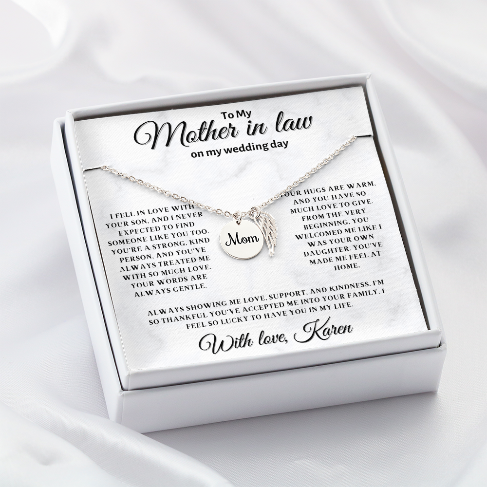 Personalized Mother In Law Necklace, Birthday Gift for Mom In Law, Custom Mother In Law Wedding Gift - Mom memorial