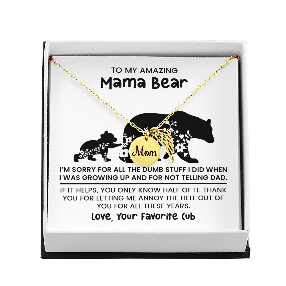 Personalized "Mama Bear" Necklace, Sentimental Mom Gift, Birthday Jewelry - Mom Memorial