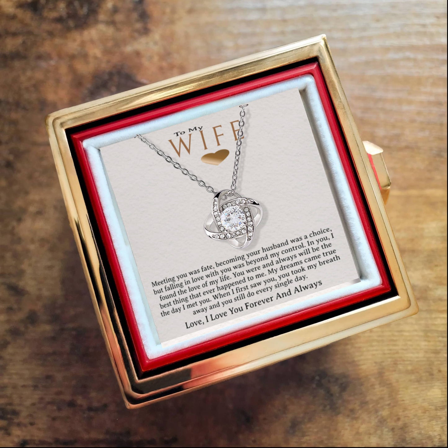 Rotating rose gift box with necklace "to my wife" gift,