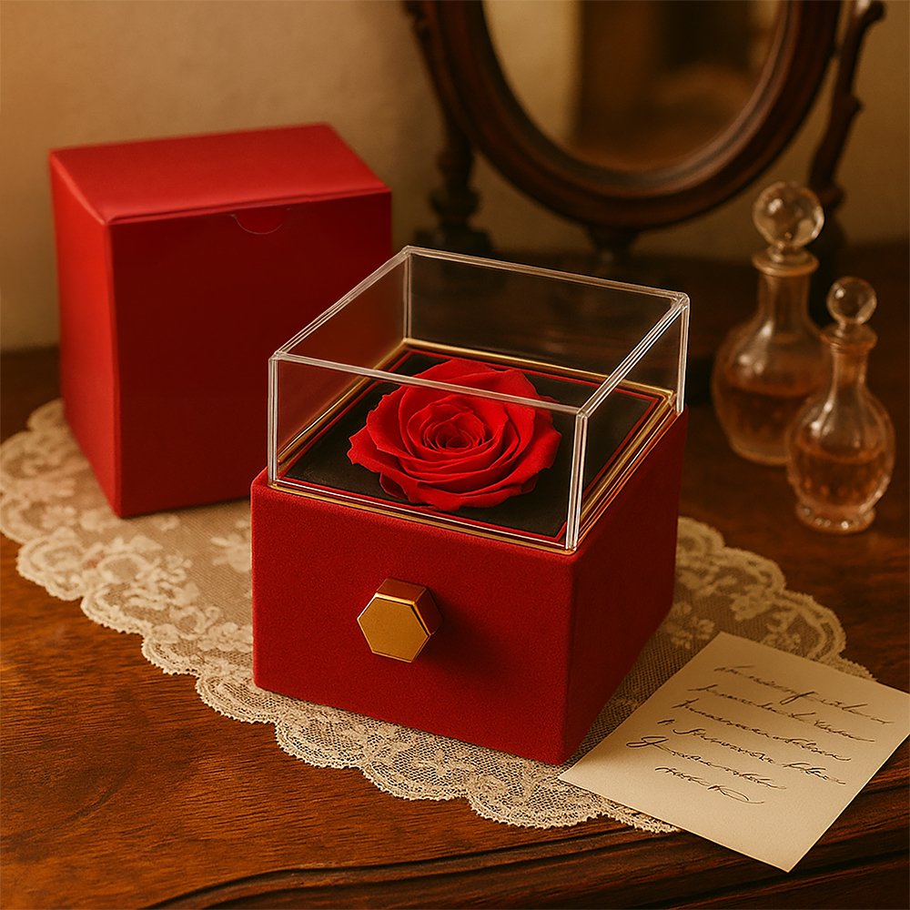 Daughter Gift from Dad - Forever Love Knot Necklace in Rotating Flower Box
