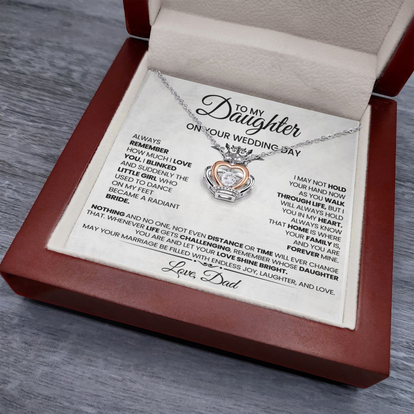 Daughter Wedding Gift Crown Necklace | Father Daughter Gift | Wedding Day Jewelry | Bridal Gift from Dad