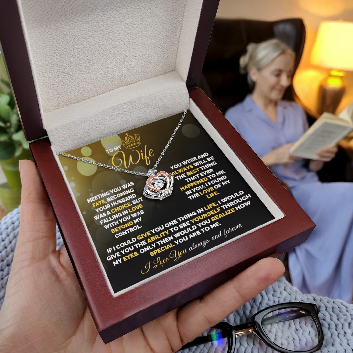 Husband to Wife Gift - "To My Wife" Crown Necklace - Anniversary Present - Queen Crown Jewelry - Love of My Life Gift Set