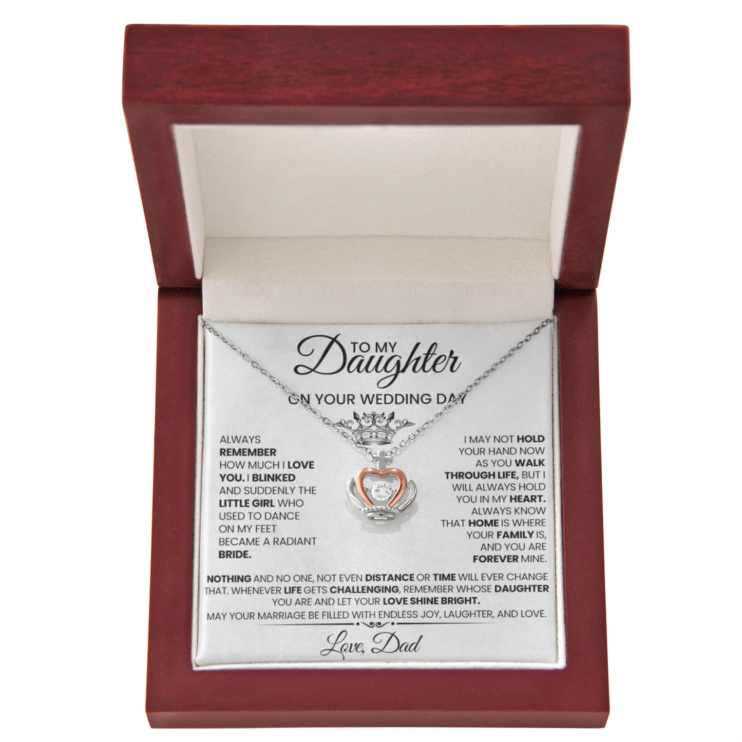 Daughter Wedding Gift Crown Necklace | Father Daughter Gift | Wedding Day Jewelry | Bridal Gift from Dad