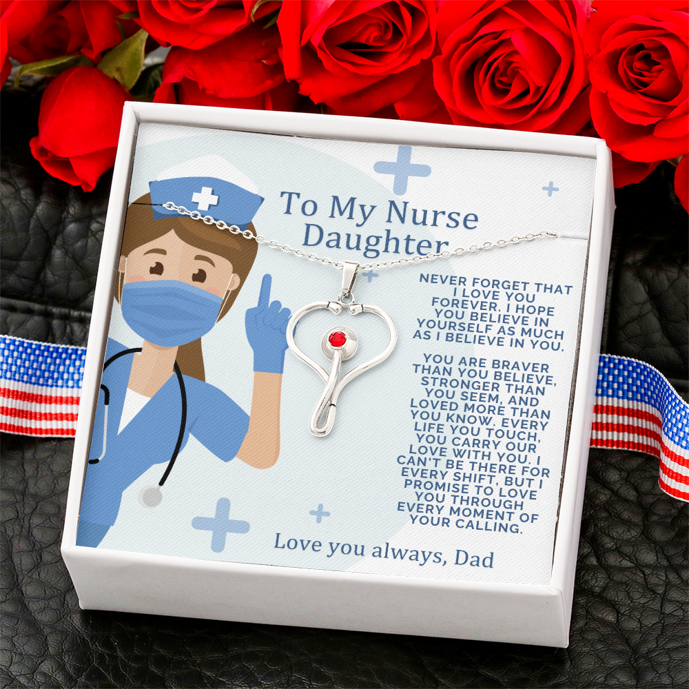 Nurse Daughter Gift from Dad - "To My Nurse Daughter" Message Card - Nursing Graduation Gift - Father's Pride Card - Healthcare Worker Gift