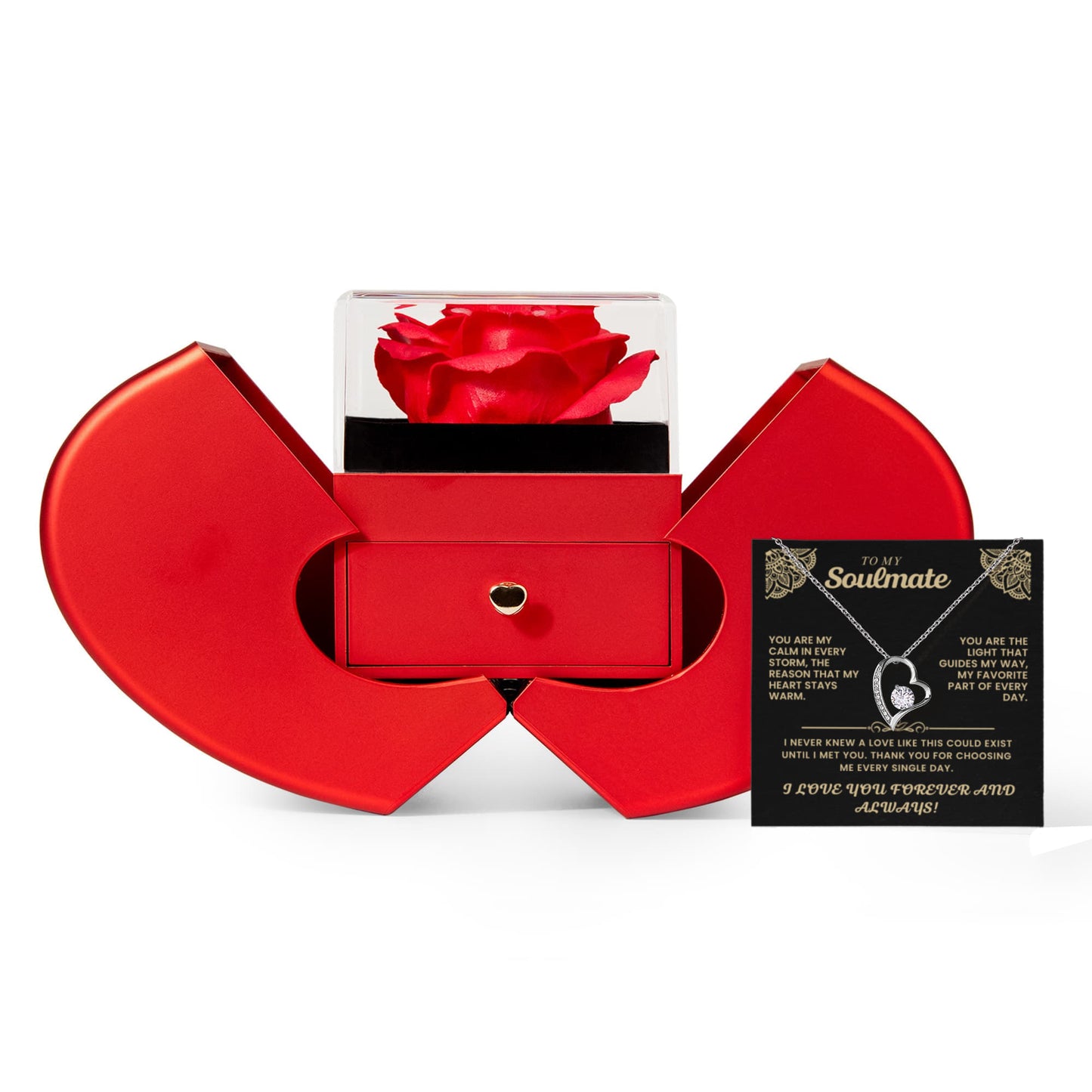 The Soulmate Connection" – Eternal Love Necklace & Sentimental Message Card