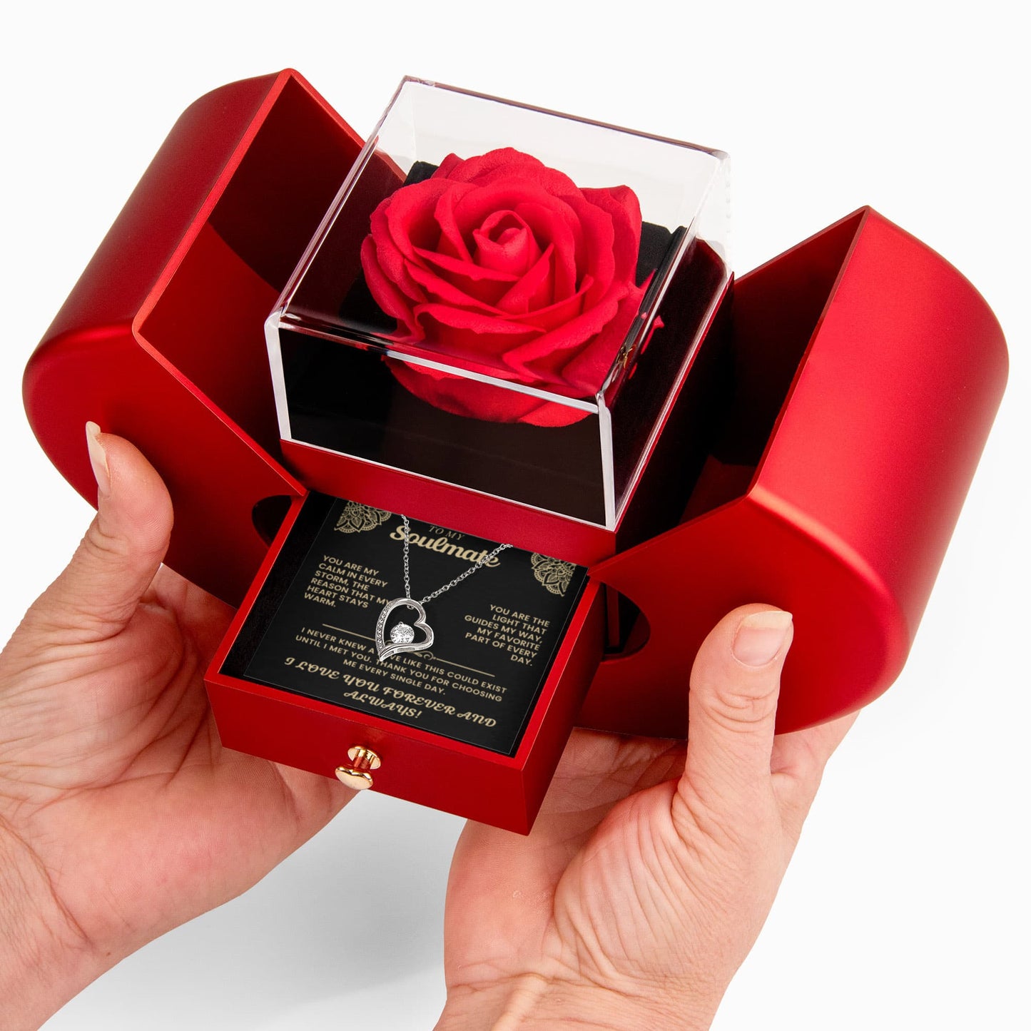 The Soulmate Connection" – Eternal Love Necklace & Sentimental Message Card