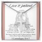 Love is Patient Cross Necklace, Faith Pendant, Christian Gift, Biblical Jewelry, Scripture Chain, Spiritual Keepsake, Devotion Token